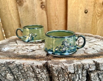 Porcelain Magnolia Espresso Mug | Handmade Small Coffee Mug | 8 oz Mug | Housewarming gift | handmade espresso mug | Floral cappuccino mug
