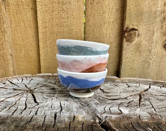 Set of Three Handmade Porcelain Ramekin Set - Unique Discounted Seconds!