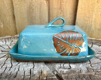 Handmade Ceramic Monstera UK Irish Block Butter Dish | Unique Ceramic Design | Discounted Seconds
