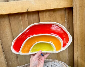 Rainbow Serving Plate Platter | Rainbow Organizational Plate | Rainbow Bathroom Plate | Rainbow Compartment Plate