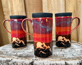 Mountain Full Moon Travel Mug with Silicone Lid – Perfect for Adventurers & Nature Lovers  DISCOUNTED SECONDS