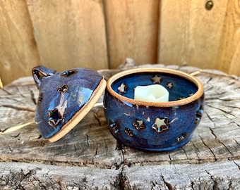Lidded Candle Incense Jar | Star Sensory Candle Jar | Neurodivergence Lamp | Stars Incense Lidded Jar