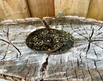 Set of TWO Handmade Ceramic Pottery Skull Coasters - Unique Skull Design - DISCOUNTED SECONDS