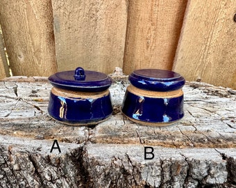 Tiny Lidded Jar | Jewelry Jar | Minature Lidded Jar | Cobalt Blue Lidded Jar | Mini Lidded Jar | Jewelry Lidded Jar | Bedside Jewelry Jar