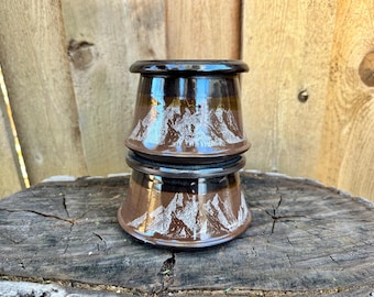 Mountain Scene Butter Keeper | Dark Clay French Butter Crock