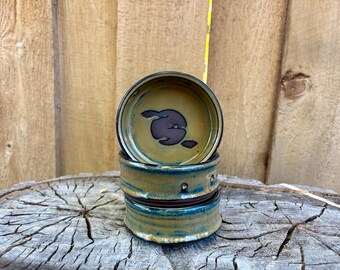 Handmade Mini Pottery Herb Puller with Full Moon