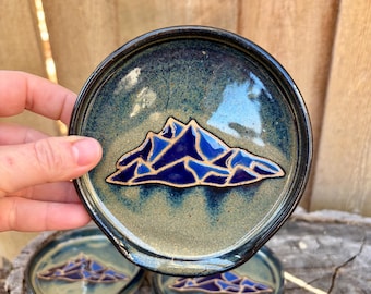 Handmade Hand Painted Mountain Large Spoon Rest - Unique Kitchen Decor