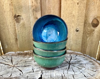 Handmade Pottery Ceramic Bowl | Stunning Blue and Green Glaze | Unique Home Décor