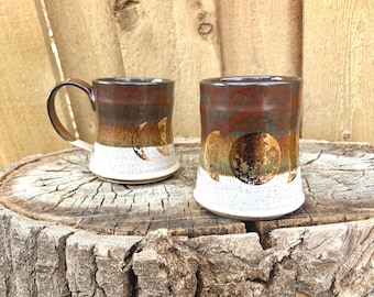 Gold Moon Phase Mug - Handmade Witchy Ceramic Coffee Cup