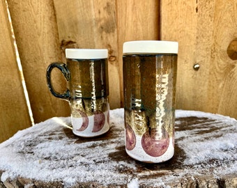 Pink Moon Phase Travel Mug | White and Bronze Pink Moon Mug | To-Go Mug | Unique Pink Lunar Mug | Cosmic Travel Mug | Witchy Travel Mug