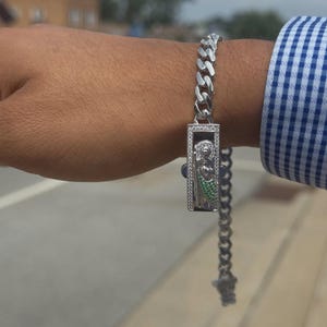 Real 925 Sterling Silver Bracelet Saint Jude San Judas  6.5mm 8&quot; - Pulsera De San Judas En 925 Plata - Womens Jewelry Gift - Religous Gift