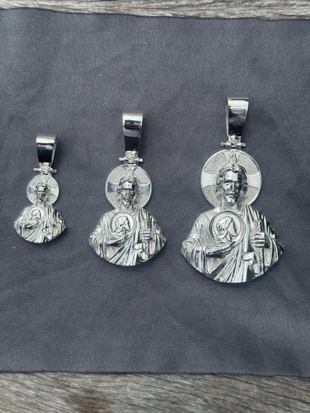 925 Sterling Silver St Jude Religious Solid Silver Medal Pendant Charm ...