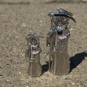 925 Sterling Silver Santa Muerte Religious Solid Italian Silver Medal Pendant Charm Santa Muerte Grim Reaper Jewelry