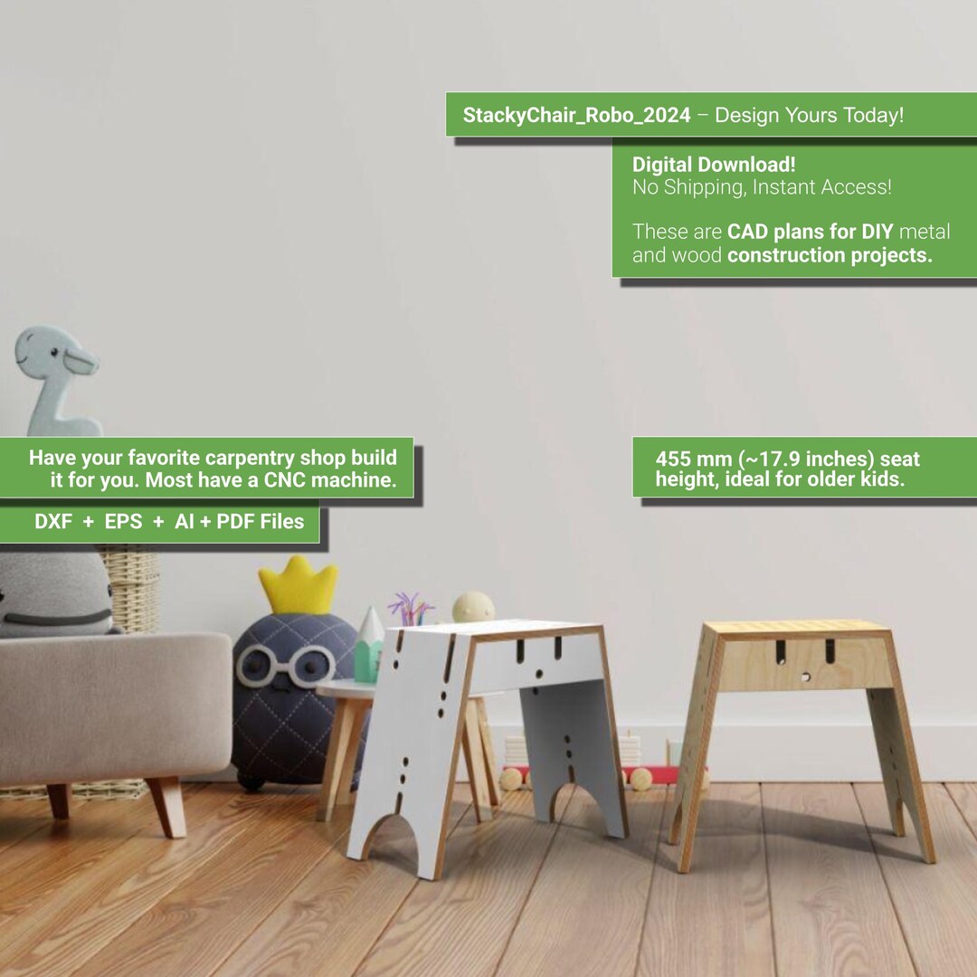 CNC Router Files for Kids Stackable Plywood Chair Robo – DIY Plywood ...