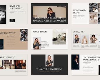 20 Slide Deck Presentation, Canva Presentation Template, Stylist, Fashion, Social Media Coach, Content Creator, Webinar Slides, Slide Deck