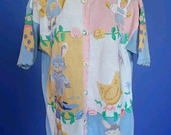 Vintage 1995 Easter Cardigan Sweater: Eagle’s Eye Collectibles, Womens Small
