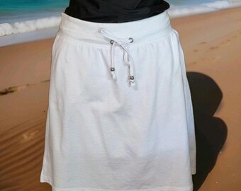 Green Tea Womens Large White Skirt Skort Stretch Drawstring READ