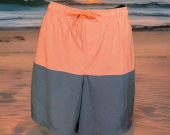 Nike Mens XL Volley Swim Trunks Orange Gray 8.75" Inseam EUC