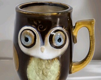 Taza de café Gibson Home Stoneware Owl, 355 ml, 10,8 cm de alto, marrón oscuro, EUC