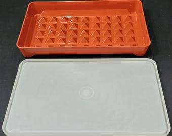 Vintage Tupperware Paprika Hot Dog Keeper With Lid Storage Marinade Lunch Meats EUC