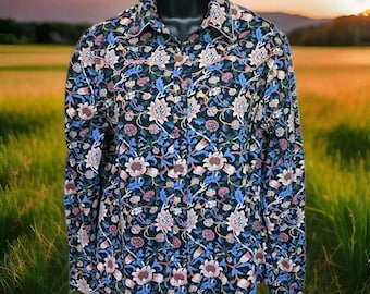 Wrangler Retro Womens L Shirt Rodeo Floral Print Snap Cowgirl Western Rockabilly EUC