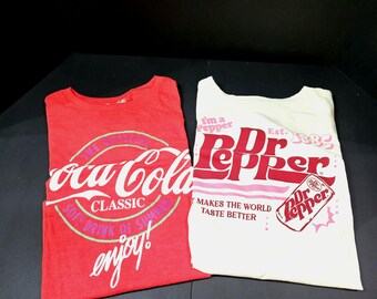 Dr Pepper Coca Cola Ladies Medium Tshirts Jersey Style Lot Of 2 READ