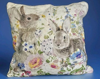 Almohada decorativa Lacourte con conejo de primavera bordado, aproximadamente 45 x 45 cm, EUC