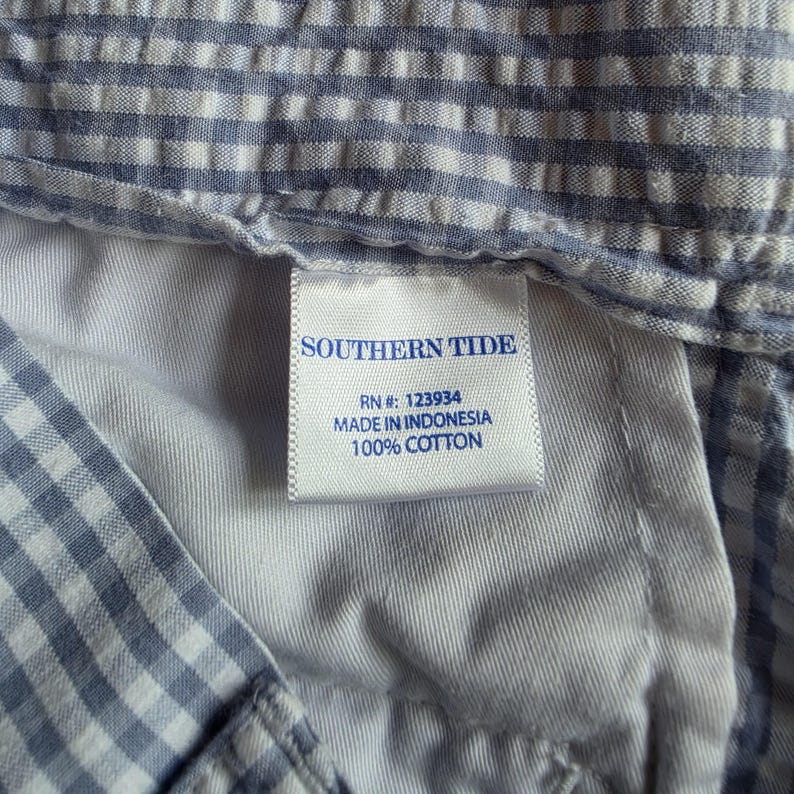 Southern Tide Shorts Mens 40 Blue White Seersucker Chino Lightweight Breathable bild 7