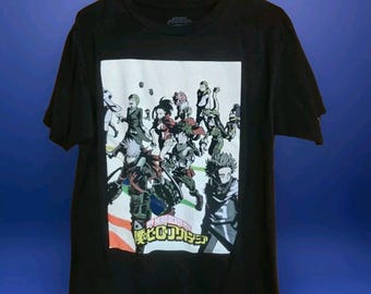 My Hero Academia Mens M Black T-Shirt Cotton Athletic Fit Short Sleeve Crewneck