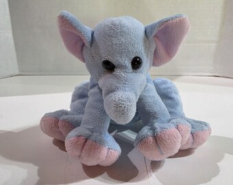 Vintage Made Toys Elephant Plush – Pastel Blue Pink Lovey Replacement