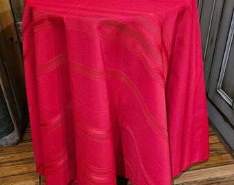 Vintage Round Red Tablecloth 69" Diameter EUC