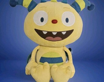 Vintage Disney Junior Henry Hugglemonster Plush Stuffed Animal Doll, Roarsome Monster Yellow Blue Horns READ