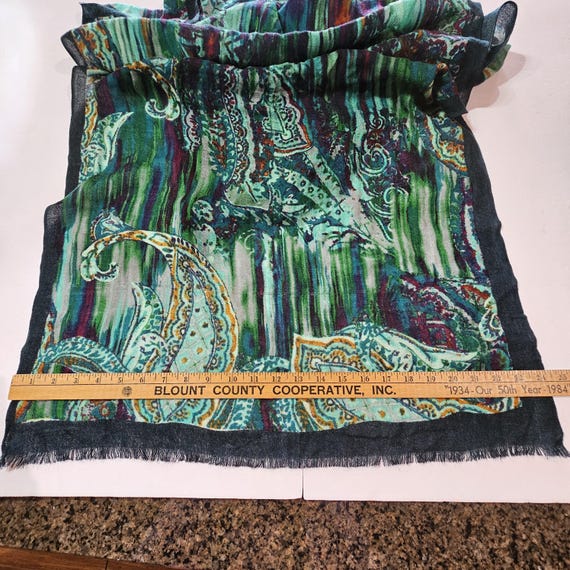 Paisley Pattern Rectangle Scarf Wrap Blue Green P… - image 7