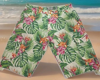 AHP Mens Size 38 Shorts Cargo Bermuda Hawaiian Another Hype Piece Hibiscus  EUC