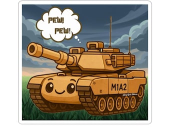 Cartoon Tank Sticker: Pew Pew Military Decal (Digital Download