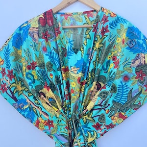Cotton Kaftan, Indian Floral Kaftan, Long Caftan,Dress For to be Moms, Beach Cover up, Sleepwear, Indian Kaftan, Maxi Dress,Bikini Cover Up