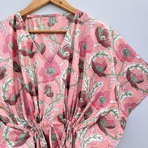 Cotton Kaftan, Indian Floral Kaftan, Long Caftan,Dress For to be Moms, Beach Cover up, Sleepwear, Indian Kaftan, Maxi Dress,Bikini Cover Up