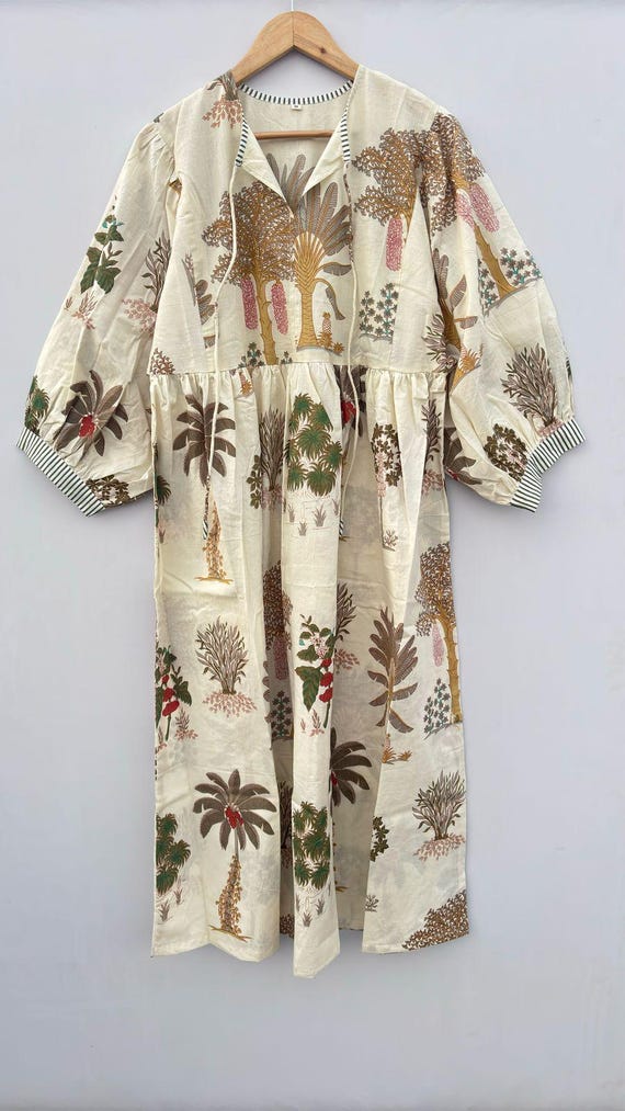 Handblock Floral Women Wear Dress, Midi Dress, Mini Dress, Long Block Print Dress, Cotton summer dress, Flower girl dress,