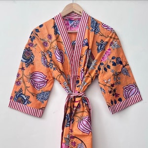 100% Cotton Indian Beach Kimono Robe ,Kimono Robe,Cotton Robe,Shower Robe, Maternity Robe Bath robe Dressing Gown Beachwear long/short