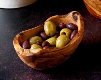 Small Rustic Olive Wood Dish with Live Edge