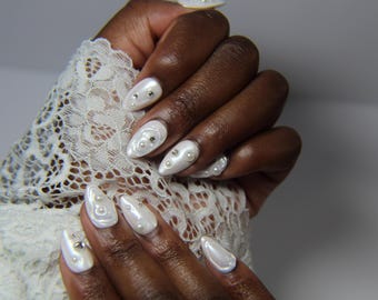 Milk Bath | Short Almond Press on Nails | Handmade Press On Nails | Custom Nails | Gel Nails