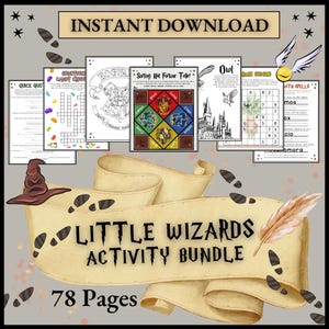 Aktivitetspaket med små trollkarlar: 39 trollkarlsinspirerade målarbilder, 12 magiska spel och aktiviteter, gör-det-själv-vimpel, stavning med trollformler