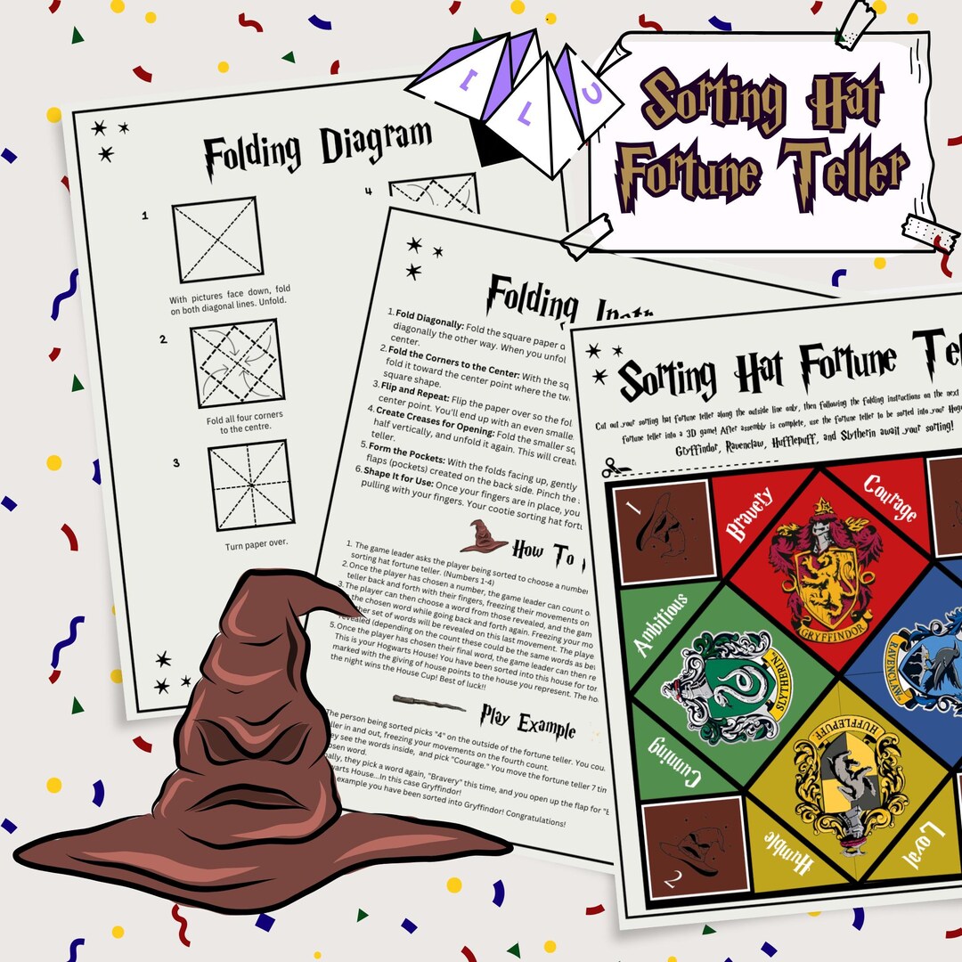 Little Wizards Sorting Hat Fortune Teller Game: 3D Paper Folding Game ...