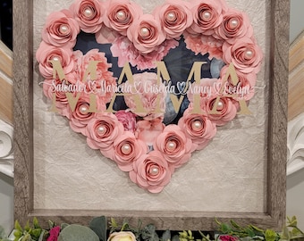 Scatola portaoggetti con fiori di carta per la festa della mamma, regalo di compleanno per la mamma, regalo per la mamma, regalo personalizzato, scatola portaoggetti con luci, regalo unico, personalizzato