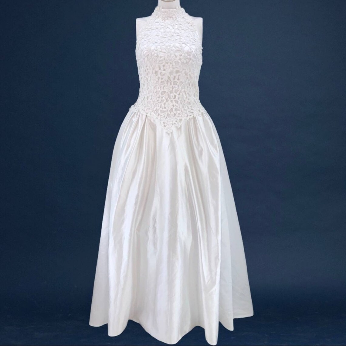 VINTAGE Y2K Lace Halter Top White Sleeveless Wedding Dress | Etsy