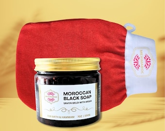 Moroccan Hammam Set - Black soap and Kessa