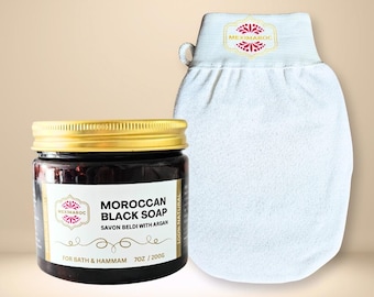 Moroccan Hammam Set - Black soap and Kessa