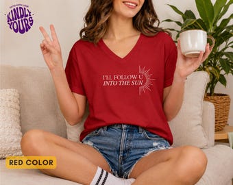 I'll Follow U Into The Sun v neck shirt, Bangtan Inspired tee, Minimalist Kpop Shirt, ARMY Gift Idea, Fan Shirt, Aesthetic Concert Outfit