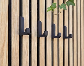 Coat hooks without drilling for acoustic panels – black wall hooks for jackets & bags