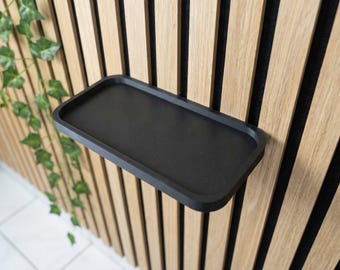 Ablage für Akustikpaneele 13-15mm | Akustikpaneel Regal ohne Bohren | schwarze Wandablage | 3 Formen (Rechteck/Abgerundet/Halbrund)